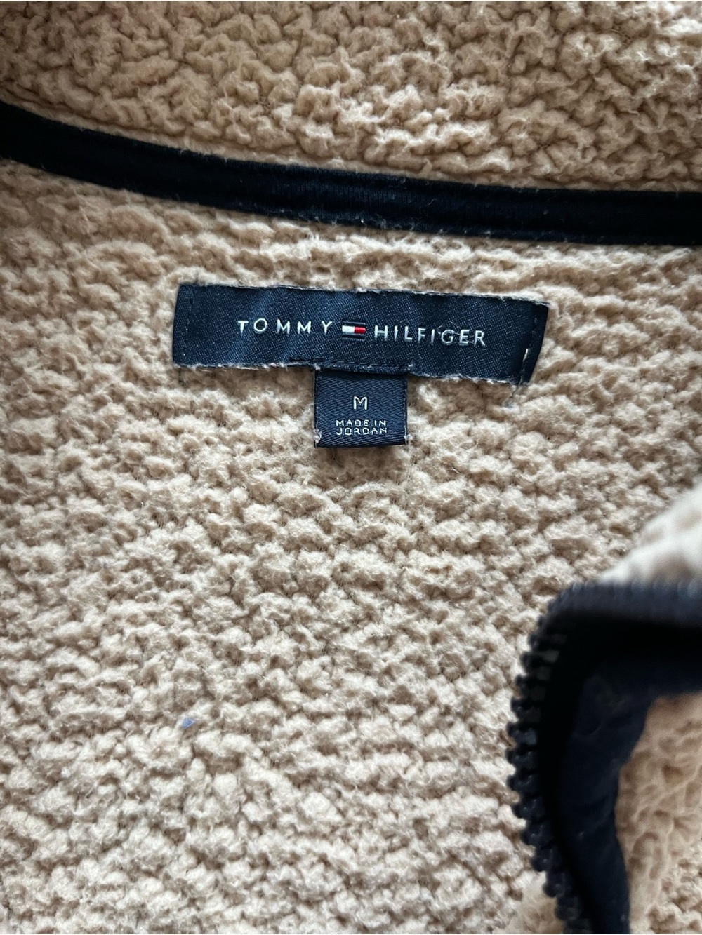 Tommy Hilfiger Fleece Pullover Womens Medium M Sherpa Faux Fur 1/4 Zip Oatmeal - Picture 3 of 7
